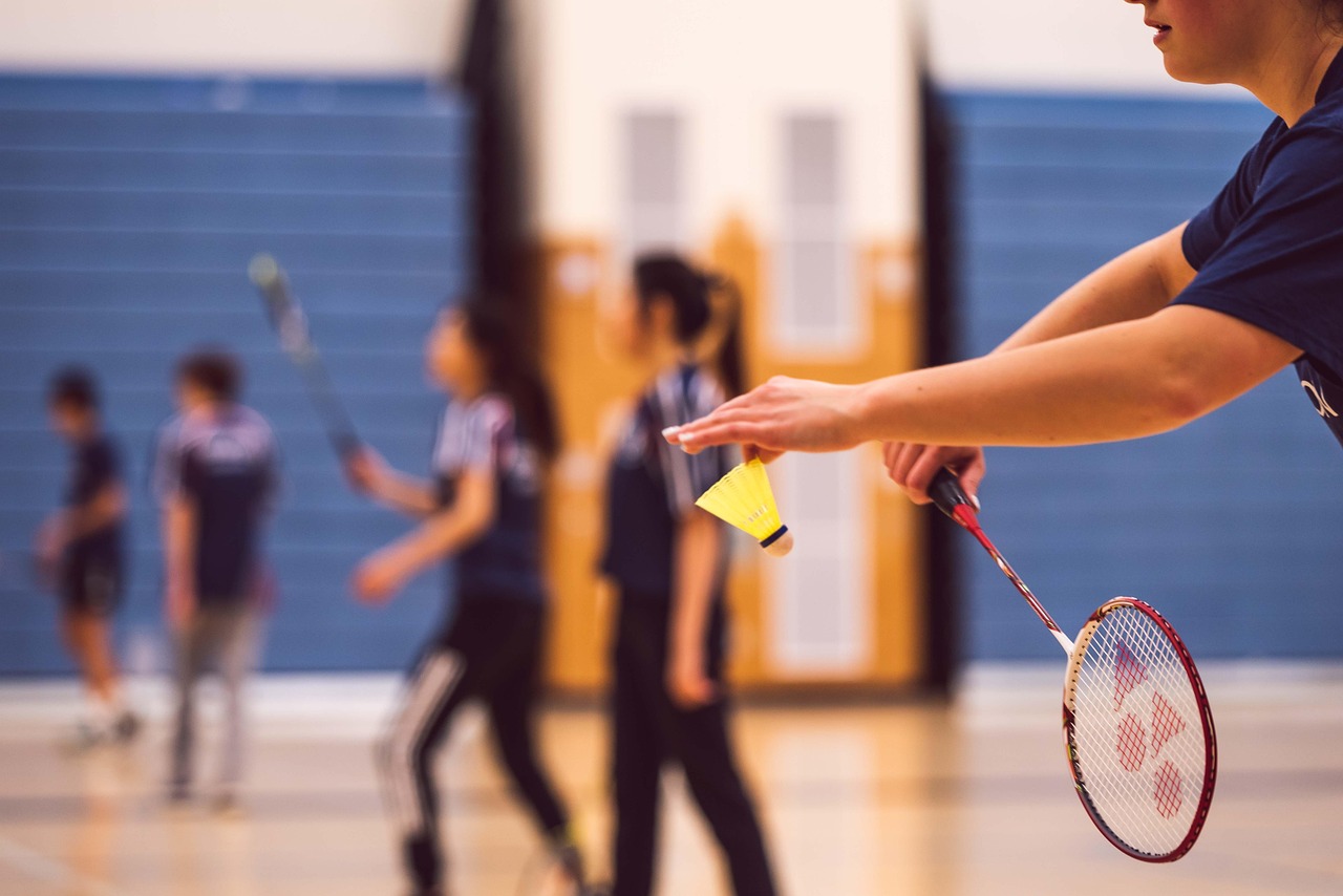 Badminton, bat, activity, leisure, play, health, movement, school, fitness, sport, competition, training, fit, exercise, girl, sports, lifestyle, athlete, young, woman, gym, active, racket, action, se