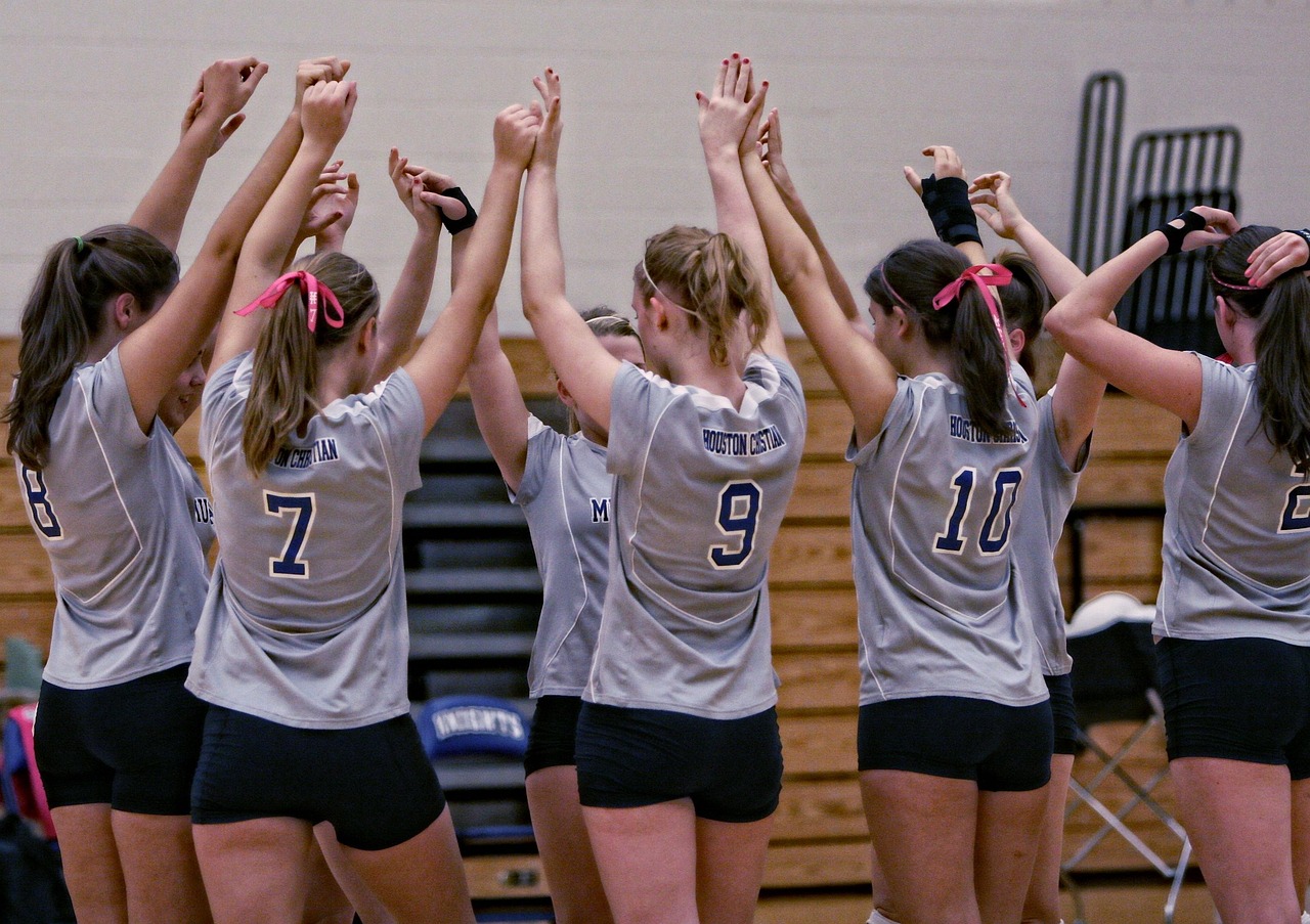 Volleyball team, girls, players, team mates, game, group, action, playing, together, friends, sports, arms, teens, volleyball, court, tournament, volleyball, volleyball, volleyball, volleyball, volley