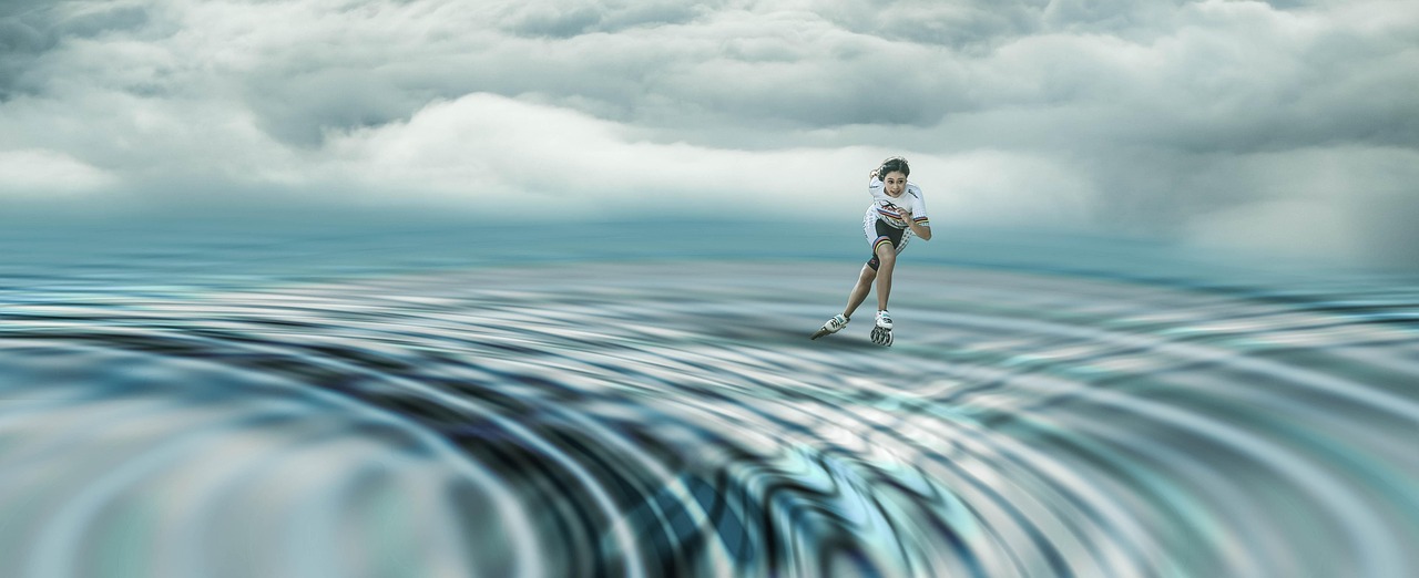Girl, roller skates, fantasy, heaven, skating, sports, career, pleasure, photomontage, roller skates, roller skates, roller skates, roller skates, roller skates