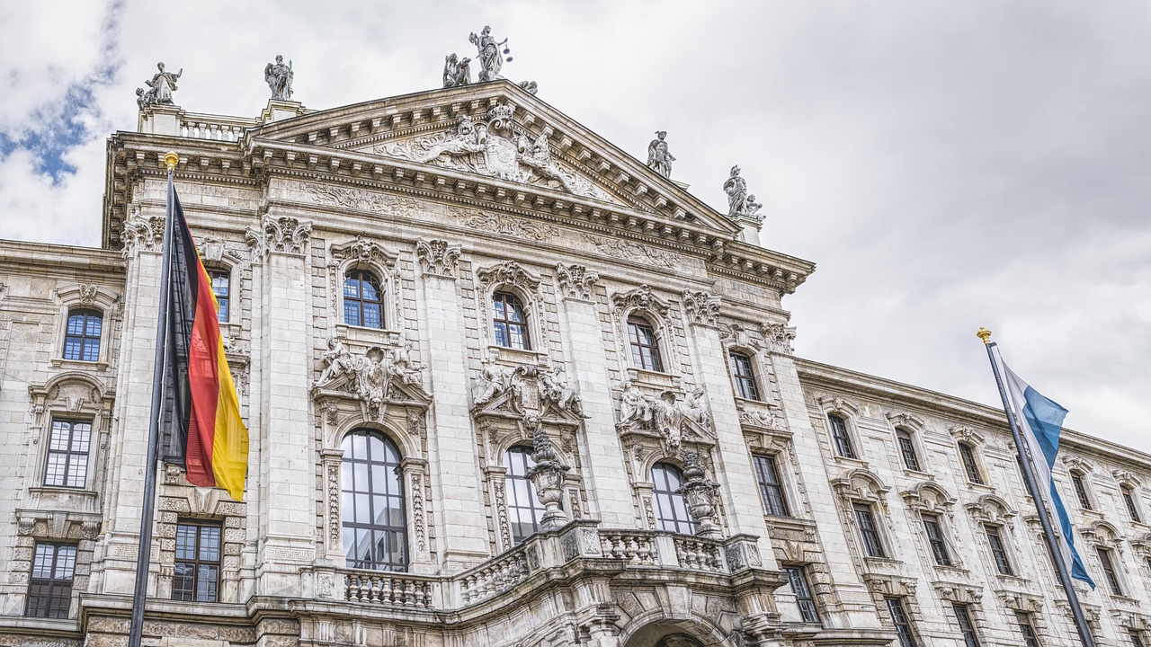 Munich, architecture, court of justice, the federal constitutional court, bavaria, district court, facade, flag, building, city, historic center, munich, munich, munich, munich, munich