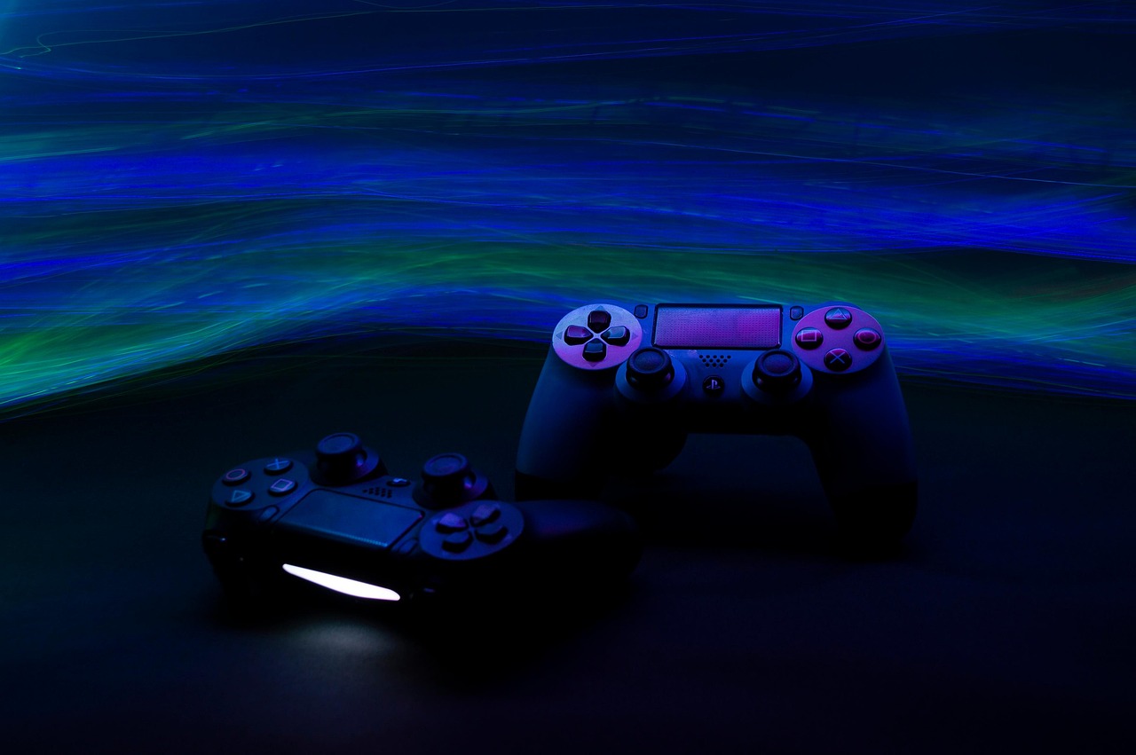 Game console, sony, video games, lights, neon, freezelight, gamepad, joystick, console, ps4, xbox, dark, joysticks, playstation, controller, play, game, technology, fun, gamer, games, leisure, video g