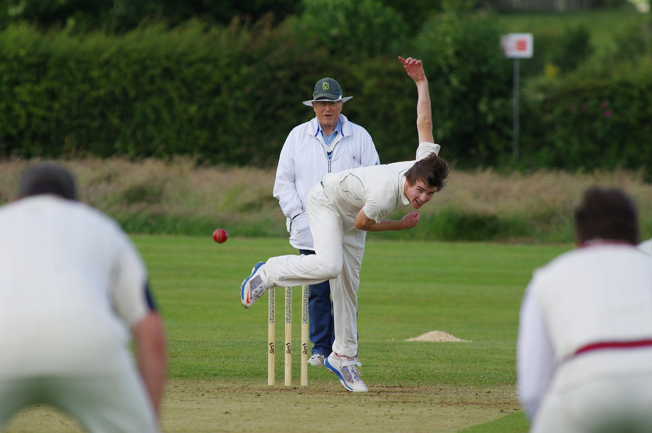 Cricket, bowl, field, match, pitch, playing, sport, white, game, grass, wicket, nature, ball, bowling, cricketer, player, sportsman, green gaming, green sports, green game, green games