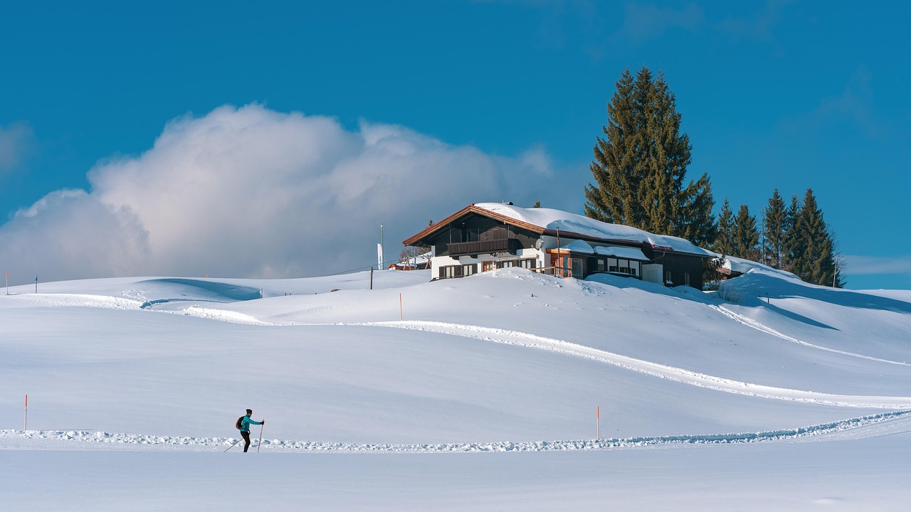 Winter, season, nature, outdoors, city, ski, snow, cold, heaven, clouds, mountain house, mountain hut, cross-country skiing, cross-country ski run, ski, ski, ski, ski, ski