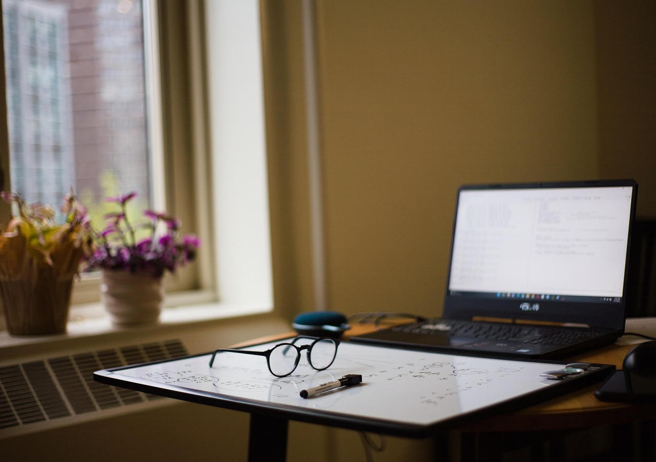 Study, school, college, nyc, apartment, glasses, nature, plants, laptop