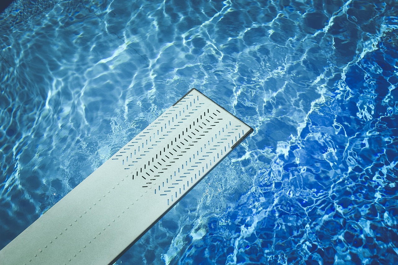 Blue, diving board, pool, recreation, springboard, summer, swimming pool, water, nature, blue board