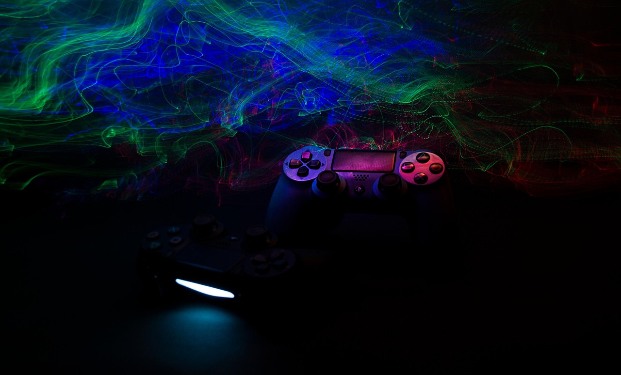 Game console, controller, video games, lights, neon, freezelight, gamepad, joystick, console, ps4, xbox, dark, joysticks, playstation, technology, fun, gamer, games, leisure, equipment, playing, gamer
