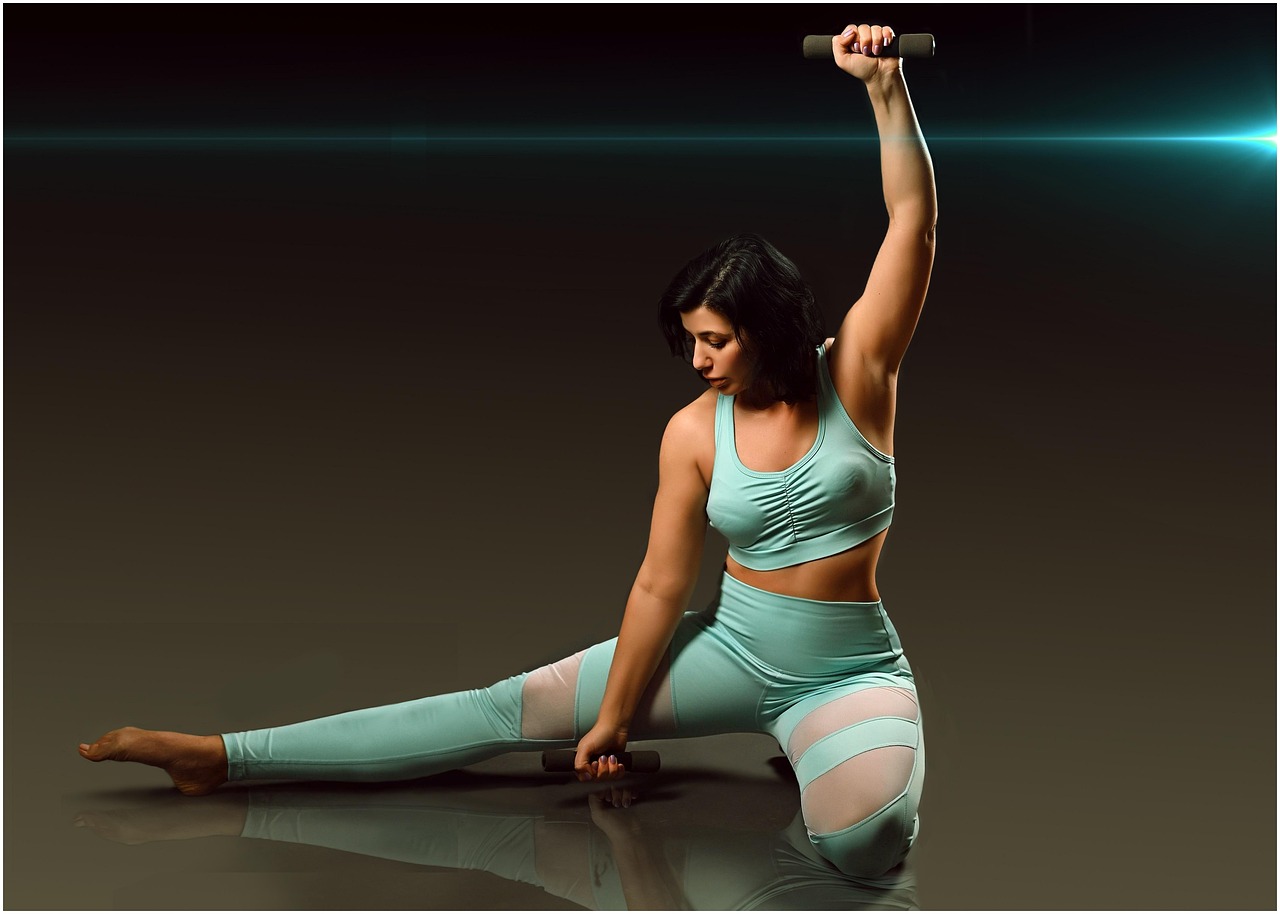 Ai generated, woman, fitness, training, gym, adventure, sport, portrait, pose, stretch, exercise