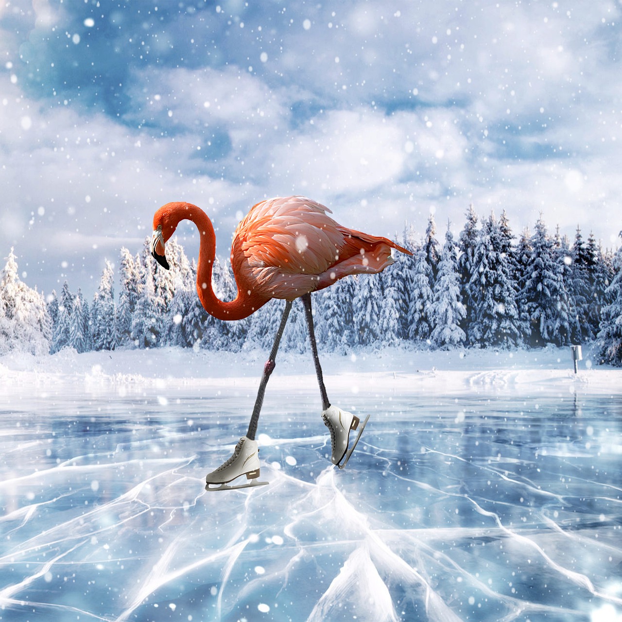 Flamingo, ice, winter, figure skating, skates, flamingo, figure skating, figure skating, figure skating, figure skating, figure skating