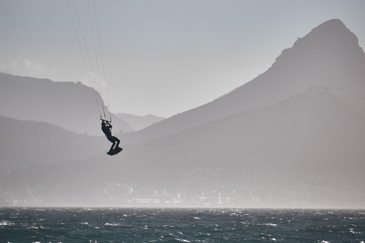 Kitesurfing, travel, sea, nature, ocean, mountains