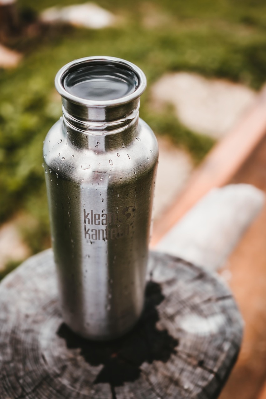 Clean kanteen, metal bottle, bottle, drinking bottle, stainless steel, sustainability, plastic avoid, water bottle, drink, nature, thirst, hike, water, clear water, refreshing, refreshment