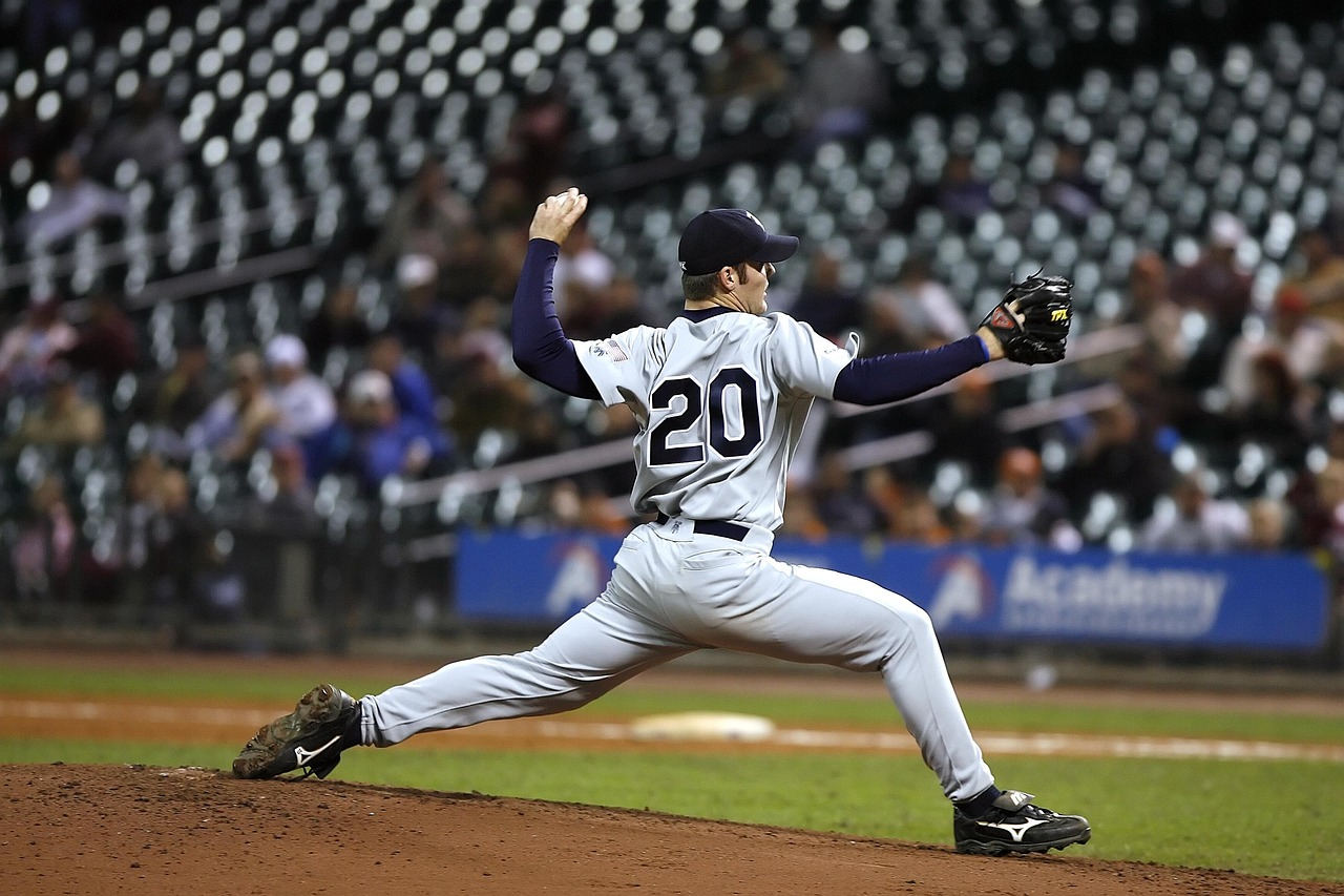 Baseball, player, pitcher, ball, athlete, field, american, team, uniform, action, playing, activity, pitching, throwing, stadium, sport, competition, mound, pitcher's mound, athletic, game, competitiv