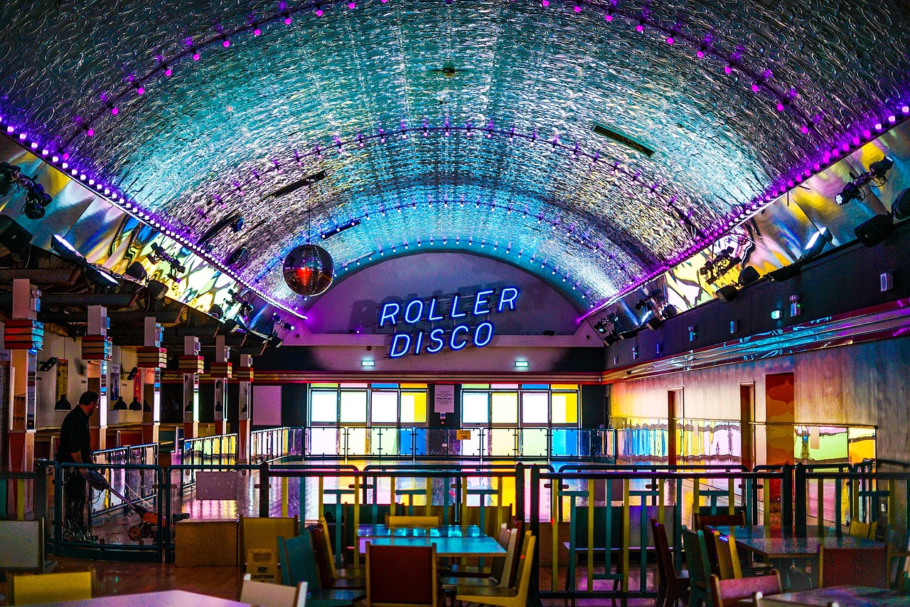 Roller skating, disco, foreign, neon, mirror ball, the 80's, roller skating, disco, disco, disco, disco, disco