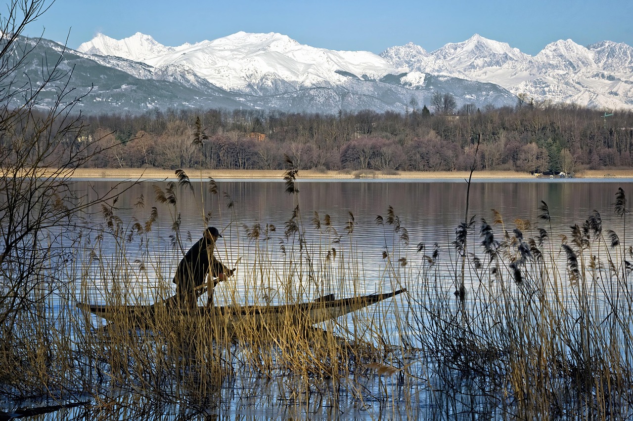 Boat, the needle, man, fisherman, rowing boat, reeds, winter, mountains, snow, landscape, nature, boat, boat, boat, boat, boat, man, winter, mountains, landscape, landscape, landscape, nature