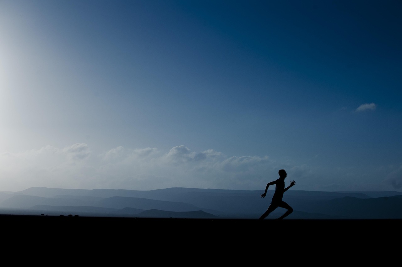 Landscape, mountains, sky, clouds, man, running, exercise, silhouette, nature, outside, jogging, running, running, running, running, running, exercise, exercise