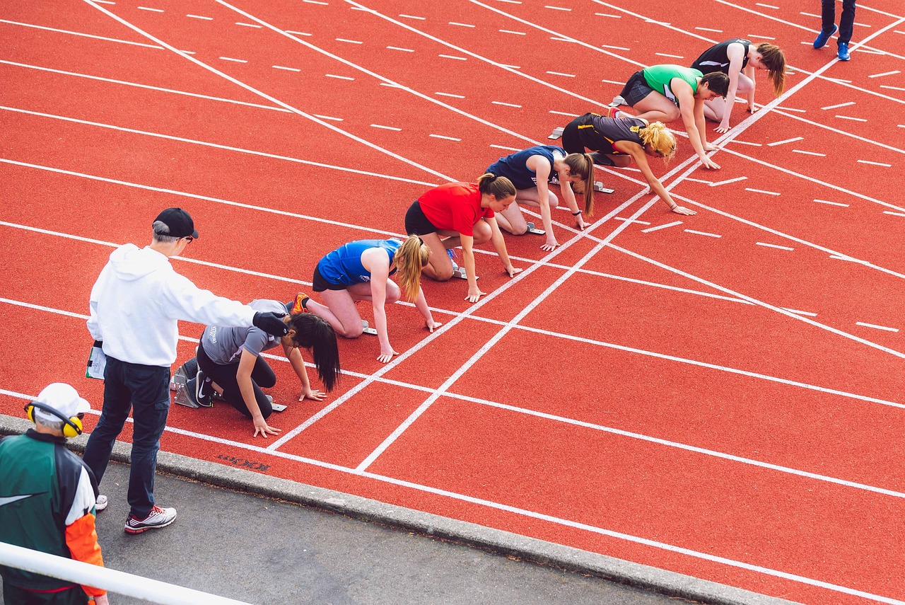 Race, track and field, running, sport, sprint, start, run, runners, competition, athletes, athletics, fitness, exercise, track, competitors, training, speed, fast, juniors, students, school, activity,