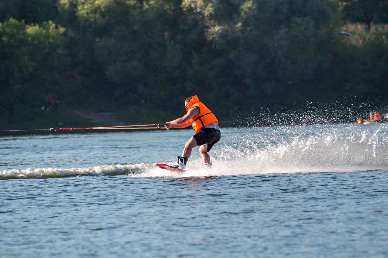 Wakeboarding, skating, nature, lake, pond, water, water skiing, spray