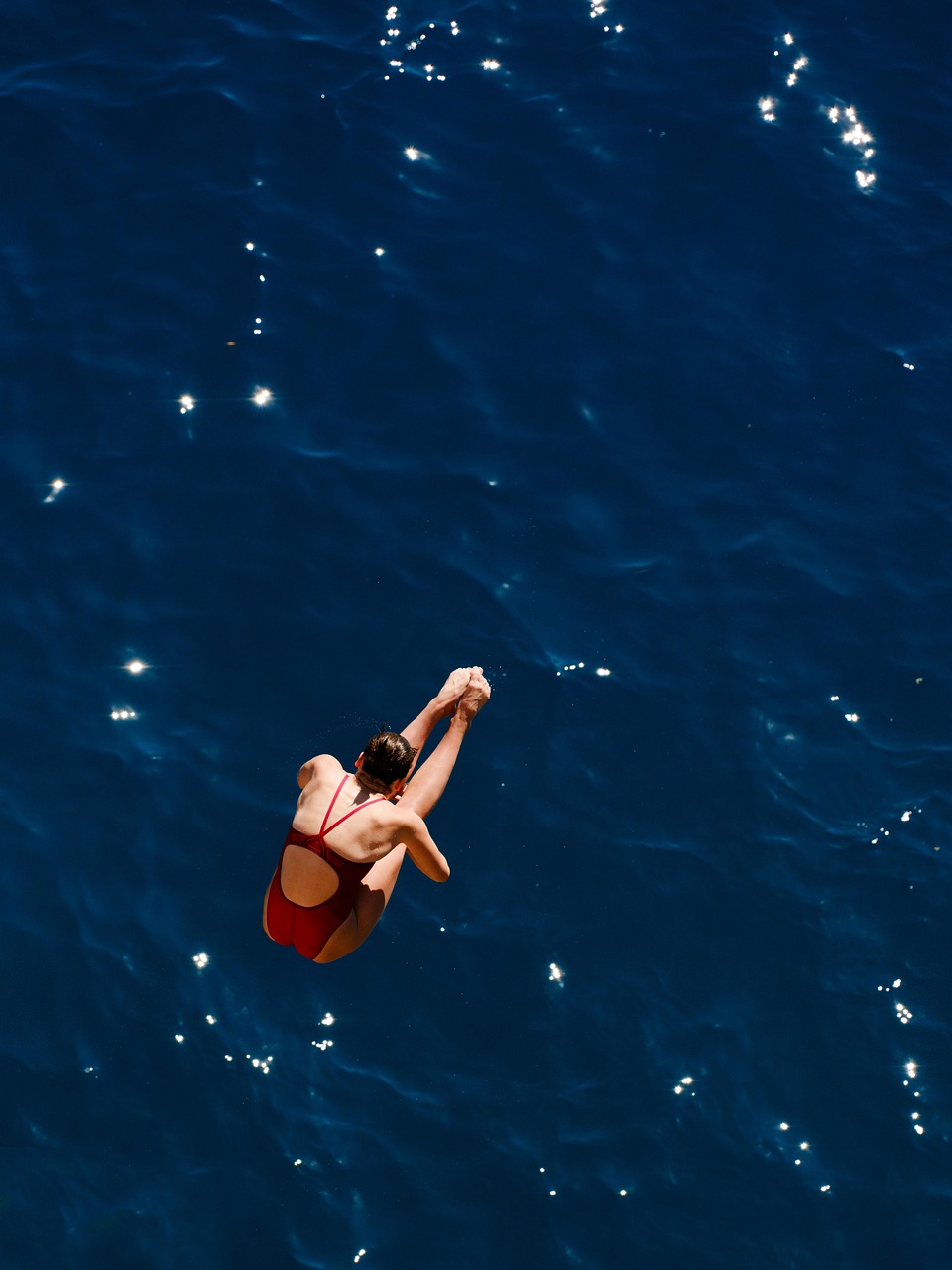 Dive, swimmer, jump, sport, competition, speed, woman, athlete, health, strength, human, movement, sporty, active, exercise, swimsuit, youth, beautiful, red, professional, nature, diver, high, sea, th
