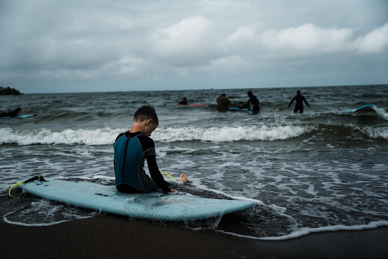 Little boy, beach, surfing, surfboard, sea, ocean, water, boy, child, kid, nature, surfer, summer, sport